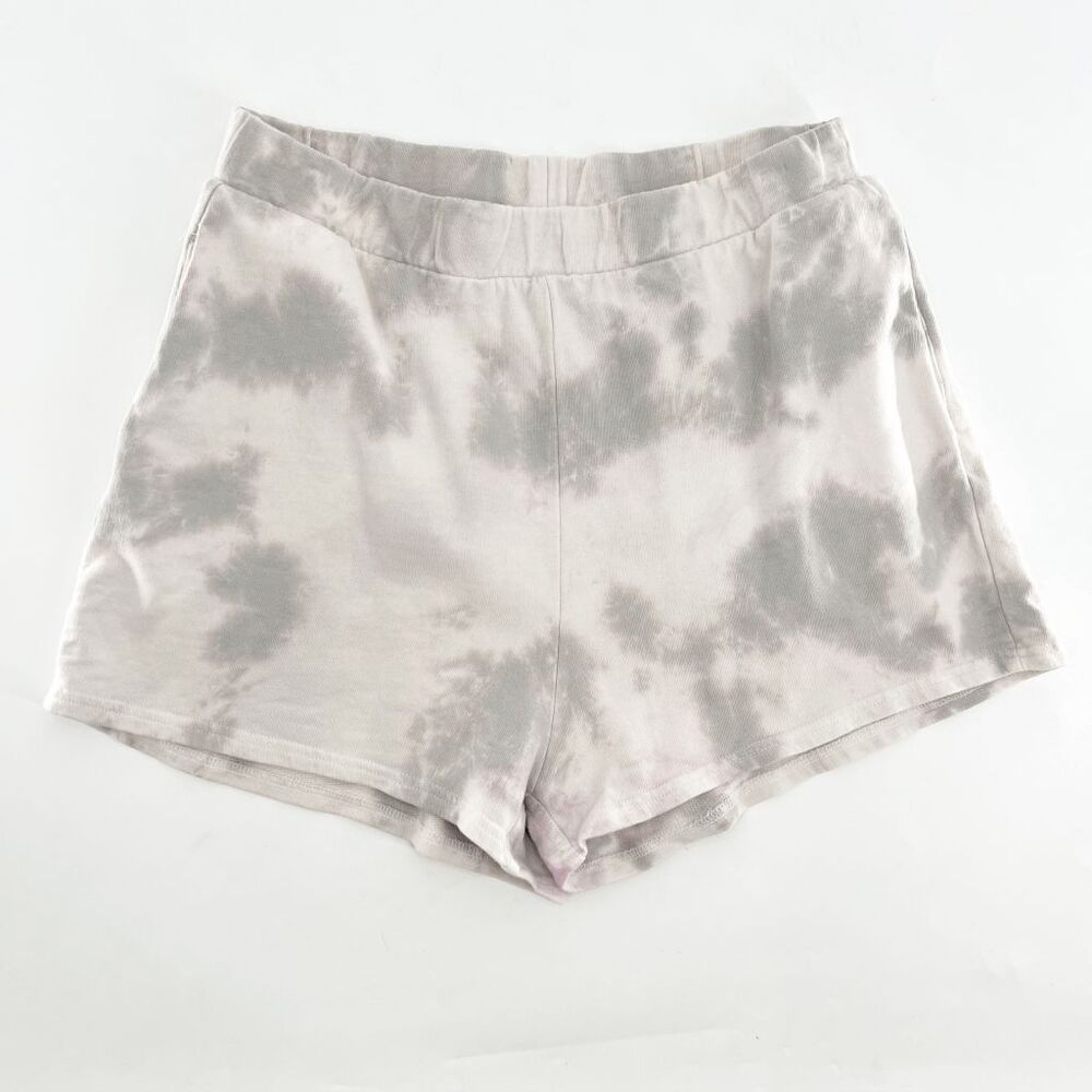 Zara Tie Dye Sweat Shorts Womens‎ Size L Gray White Pull On Lounge Comfy